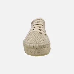 Zapatillas de esparto en rafia beige con cordones