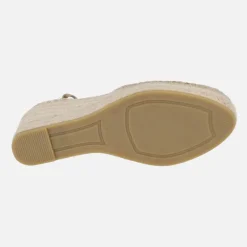 Zapatillas de esparto en piel camel con cintas