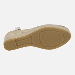 Zapatillas de esparto en piel blanca con cintas