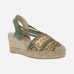 Zapatillas de esparto en tejido con lentejuelas Vidorreta