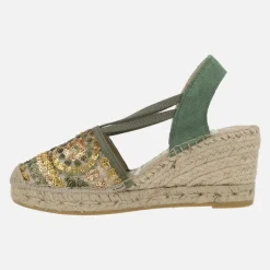 Zapatillas de esparto en tejido con lentejuelas Vidorreta