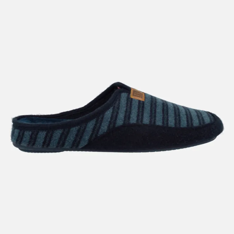 Zapatillas de Hombre abiertas por el talón en lana de rayas