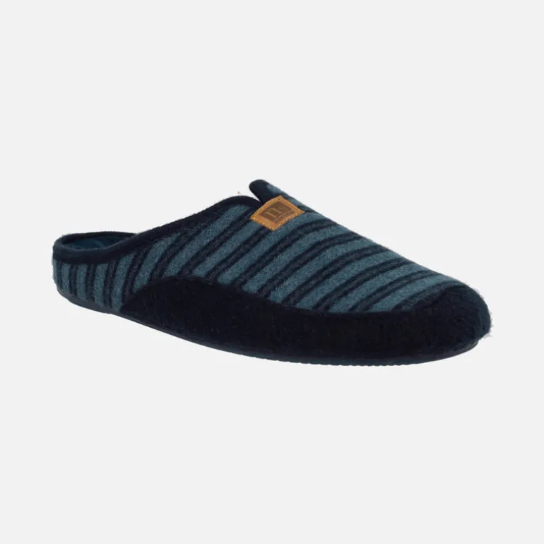 Zapatillas de Hombre abiertas por el talón en lana de rayas