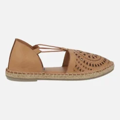 Zapatillas de piel con elásticos y piso de esparto Nansy