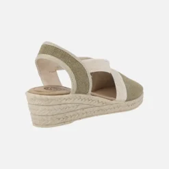 Zapatillas de tejido con elásticos y cuña imitación yute