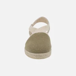 Zapatillas de tejido con elásticos y cuña imitación yute