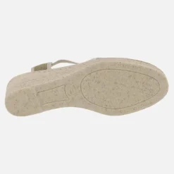 Zapatillas de tejido con elásticos y cuña imitación yute
