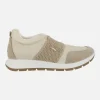 Zapatillas deportivas beige con tira elástica al empeine