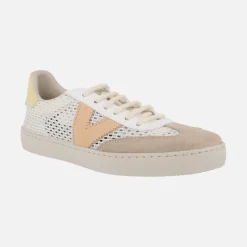 Zapatillas deportivas Berlin ciclista rejilla abierta y serraje en color beige