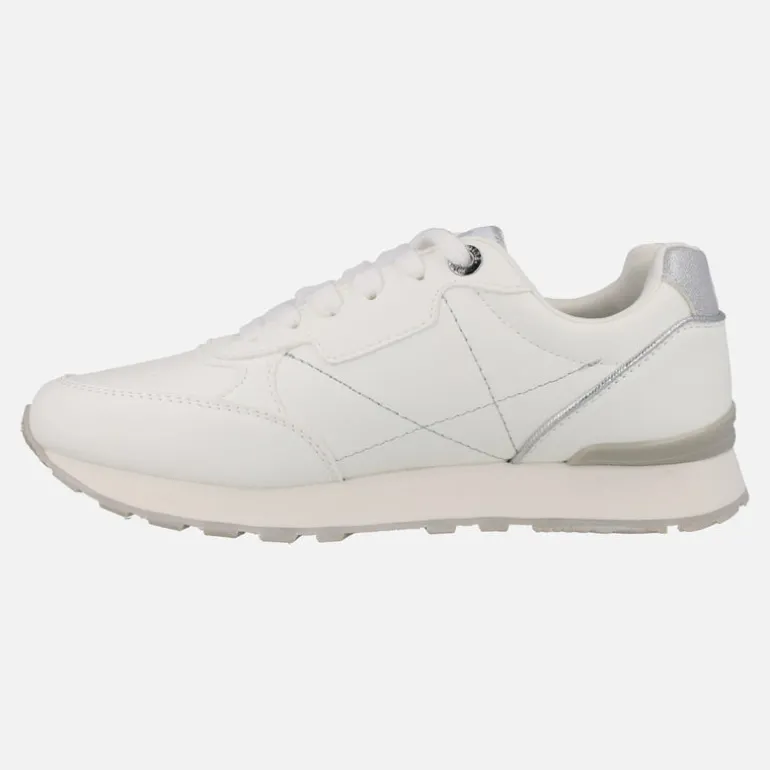 Zapatillas deportivas blancas con detalles plata Joggo classic