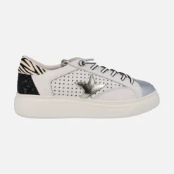Zapatillas deportivas Cetti en piel blanca con detalles en cebra