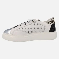 Zapatillas deportivas Cetti en piel blanca con detalles en cebra
