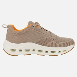 Zapatillas deportivas con cordones en tejido beige con piso volumen