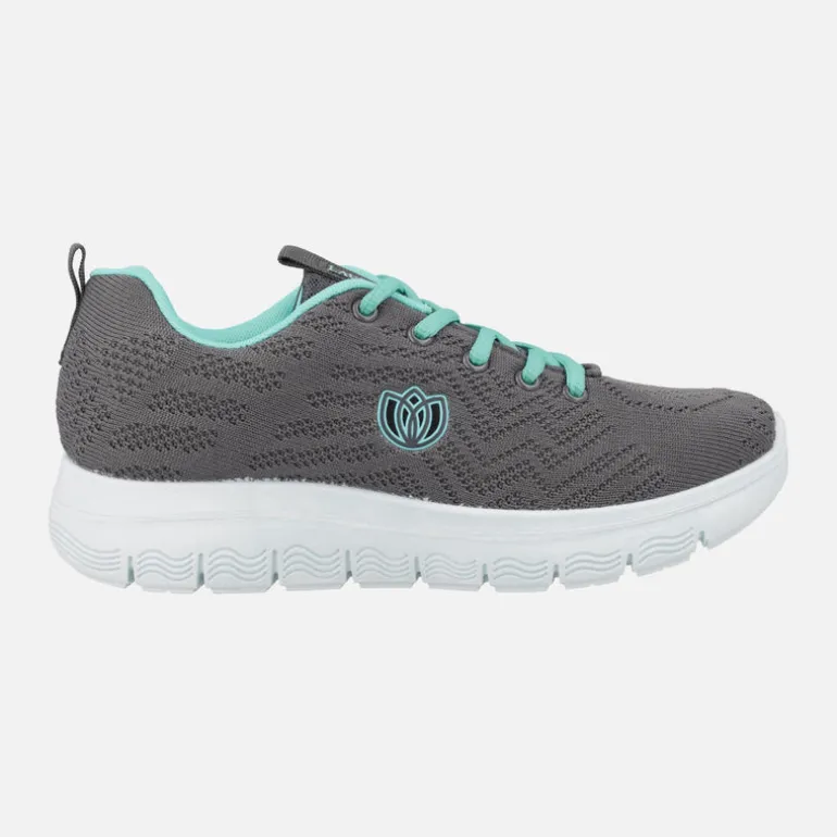 Zapatillas deportivas con cordones en gris y turquesa