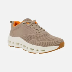 Zapatillas deportivas con cordones en tejido beige con piso volumen