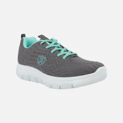 Zapatillas deportivas con cordones en gris y turquesa