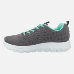 Zapatillas deportivas con cordones en gris y turquesa
