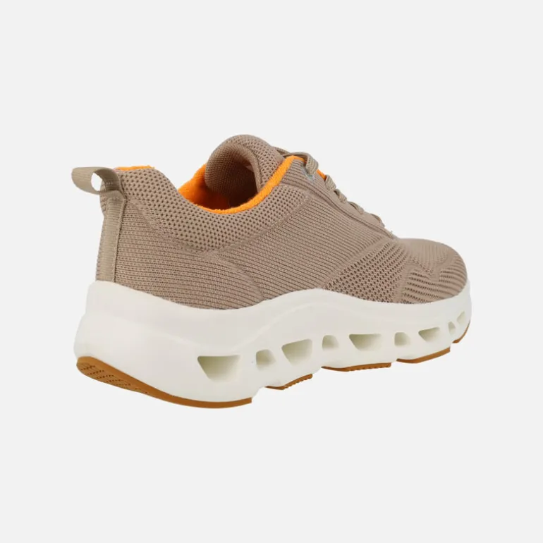 Zapatillas deportivas con cordones en tejido beige con piso volumen