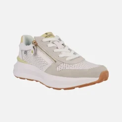 Zapatillas deportivas de piel con picados cordones y cremallera