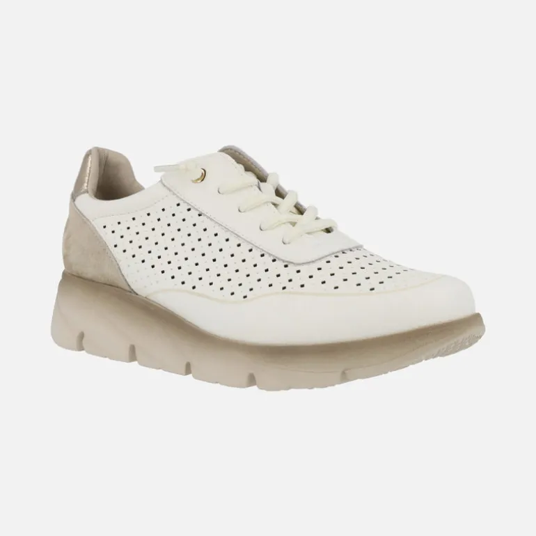 Zapatillas deportivas de piel troqueladas con cordones elásticos
