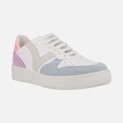 Zapatillas deportivas de piel Madrid serraje multicolor coral