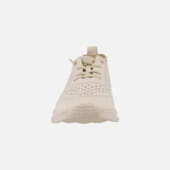 Zapatillas deportivas de piel con troquelados y cordones elásticos