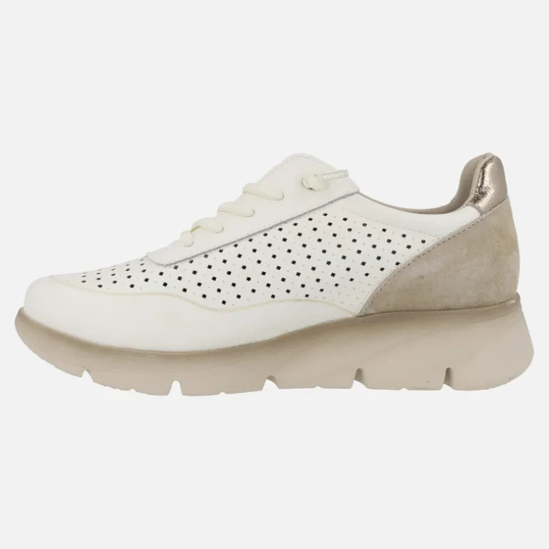 Zapatillas deportivas de piel troqueladas con cordones elásticos