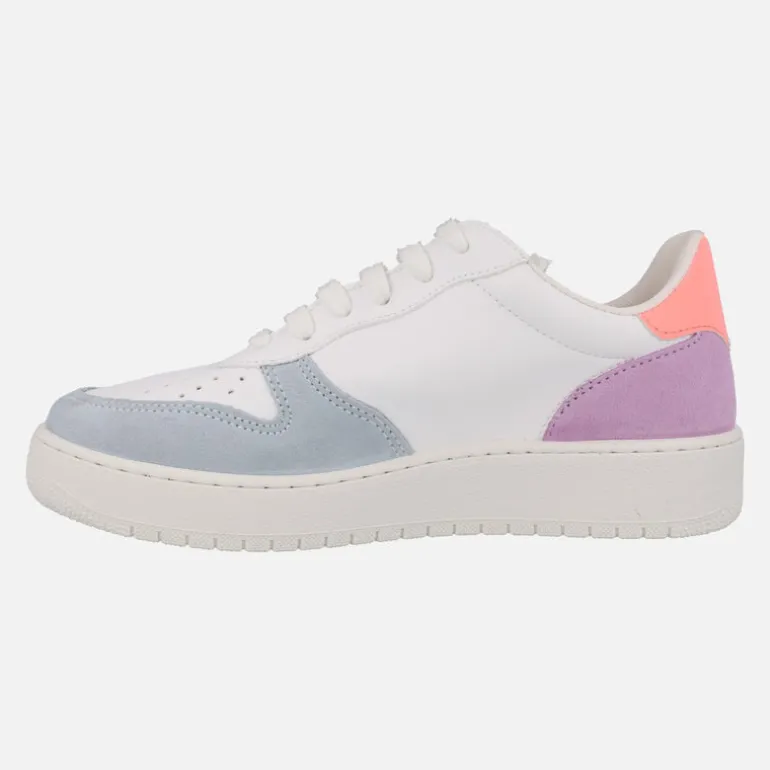 Zapatillas deportivas de piel Madrid serraje multicolor coral