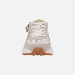 Zapatillas deportivas de piel con picados cordones y cremallera