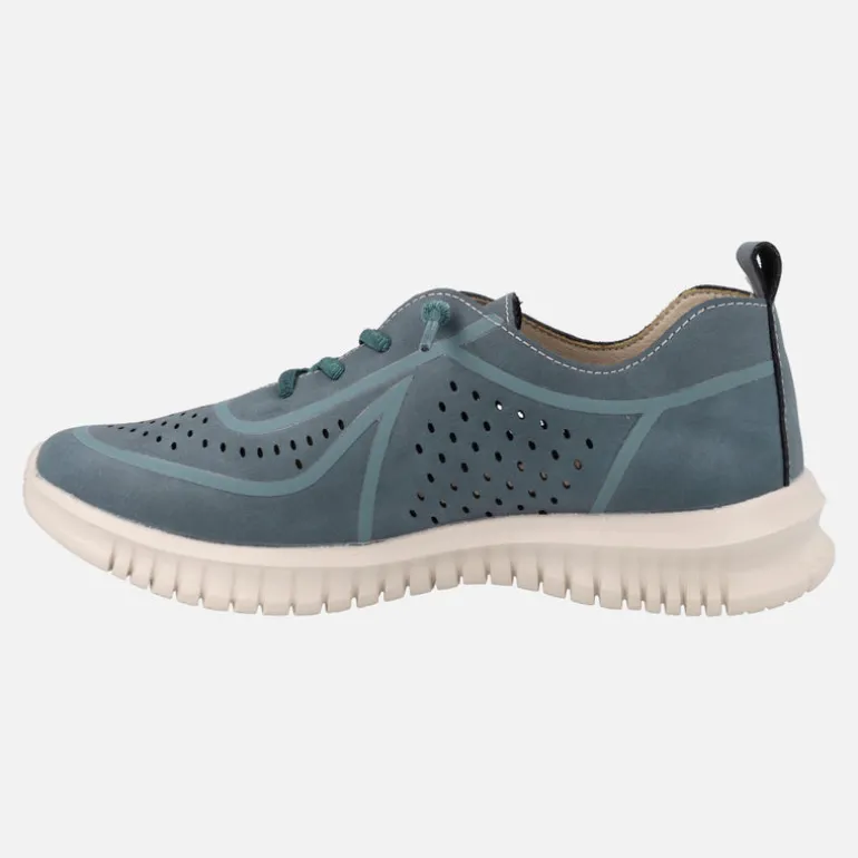 Zapatillas deportivas de piel con troquelados y cordones elásticos