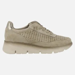 Zapatillas deportivas de piel troqueladas con cordones elásticos