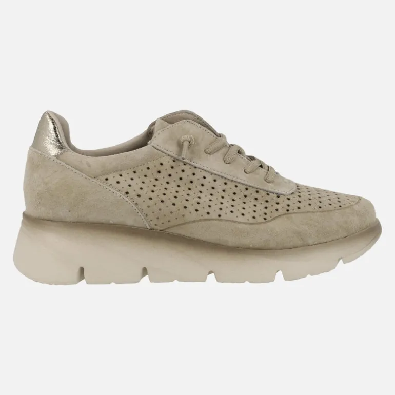 Zapatillas deportivas de piel troqueladas con cordones elásticos