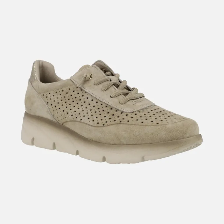 Zapatillas deportivas de piel troqueladas con cordones elásticos