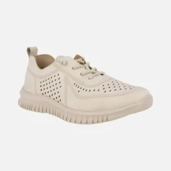 Zapatillas deportivas de piel con troquelados y cordones elásticos