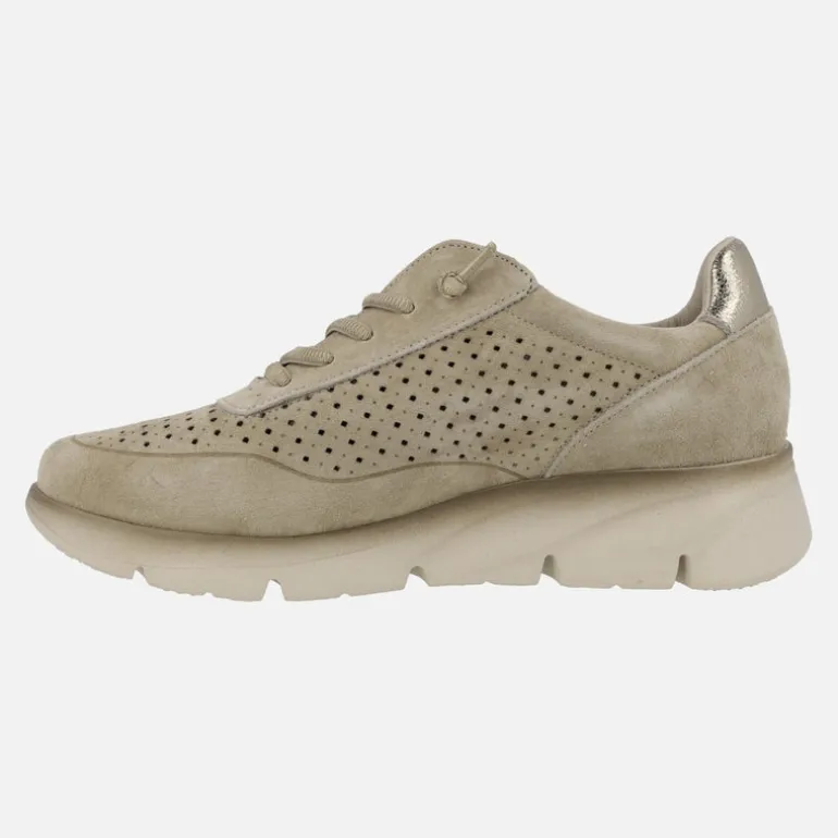 Zapatillas deportivas de piel troqueladas con cordones elásticos