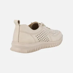 Zapatillas deportivas de piel con troquelados y cordones elásticos