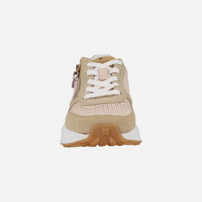 Zapatillas deportivas de piel con picados cordones y cremallera