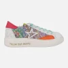 Zapatillas deportivas en combinado glitter multicolor con cordones elásticos