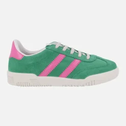 Zapatillas deportivas en piel serraje con cierre de cordones