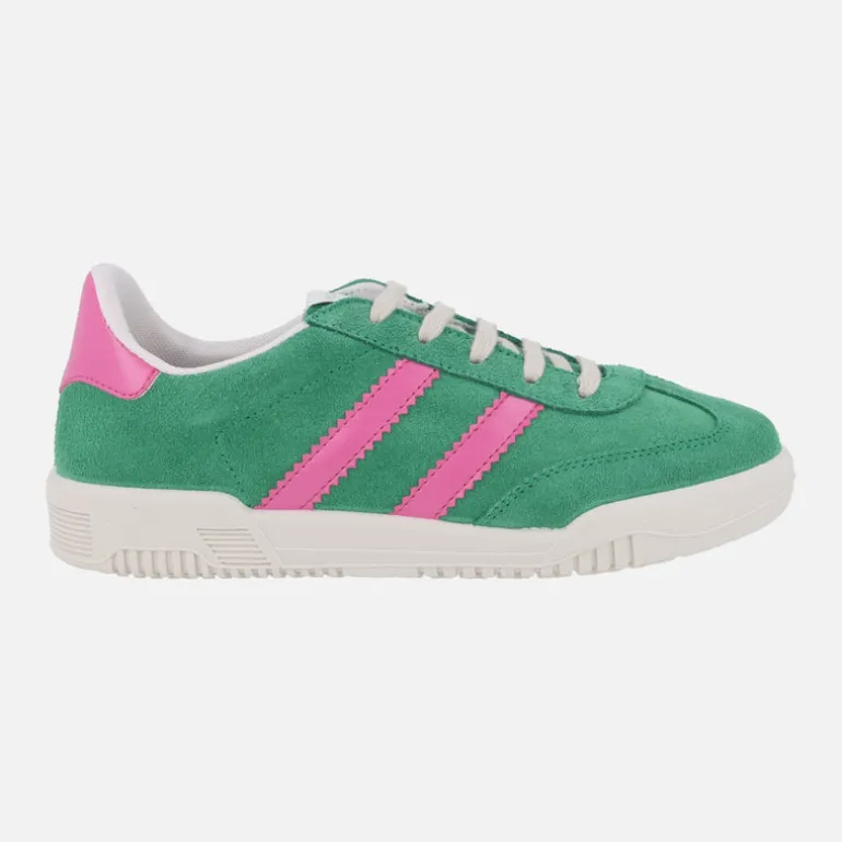 Zapatillas deportivas en piel serraje con cierre de cordones