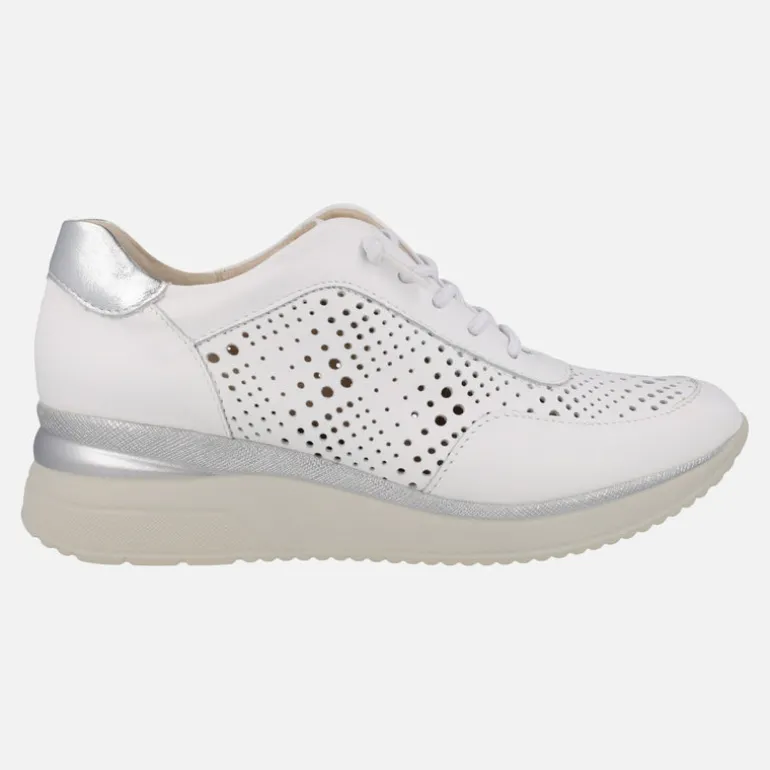 Zapatillas deportivas en piel blanca con cordones elásticos