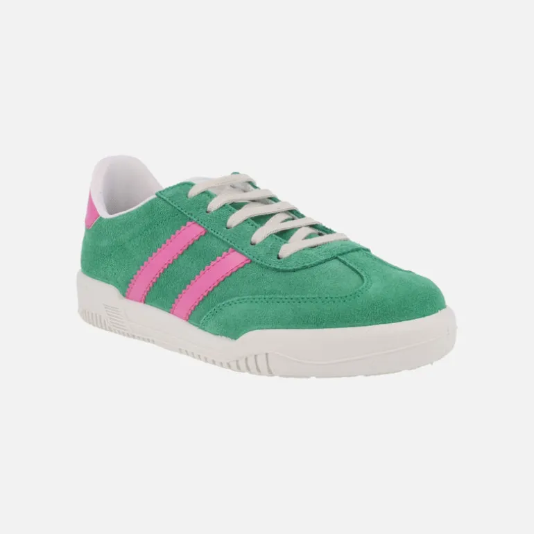 Zapatillas deportivas en piel serraje con cierre de cordones