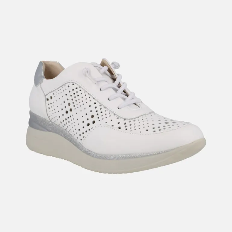 Zapatillas deportivas en piel blanca con cordones elásticos