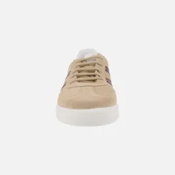 Zapatillas deportivas en piel serraje con cierre de cordones