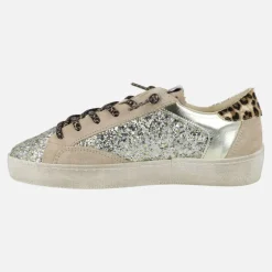 Zapatillas deportivas en combinado glitter y animal print