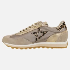 Zapatillas deportivas en combinado champagne con detalles animal print