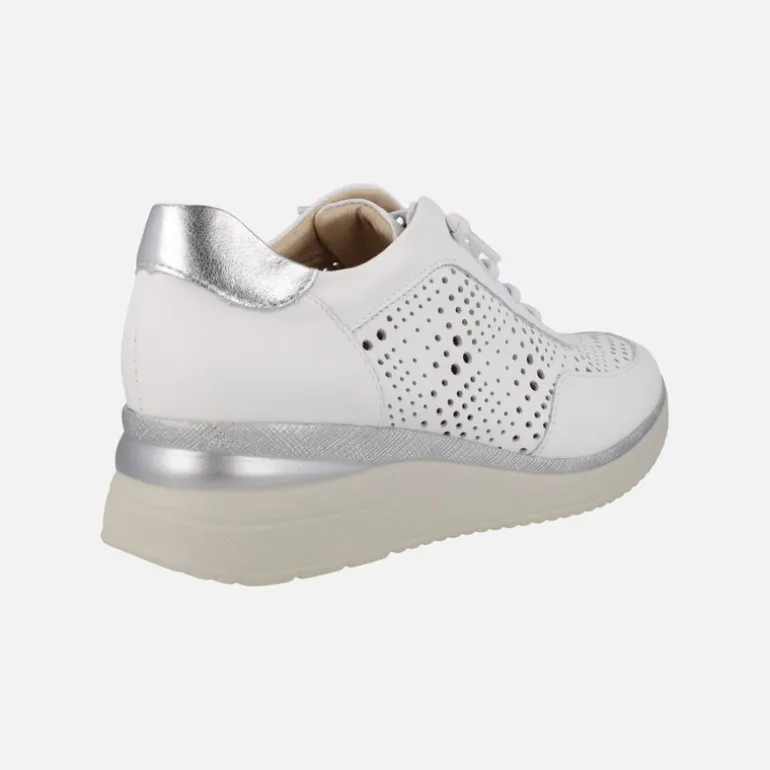 Zapatillas deportivas en piel blanca con cordones elásticos