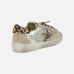 Zapatillas deportivas en combinado glitter y animal print