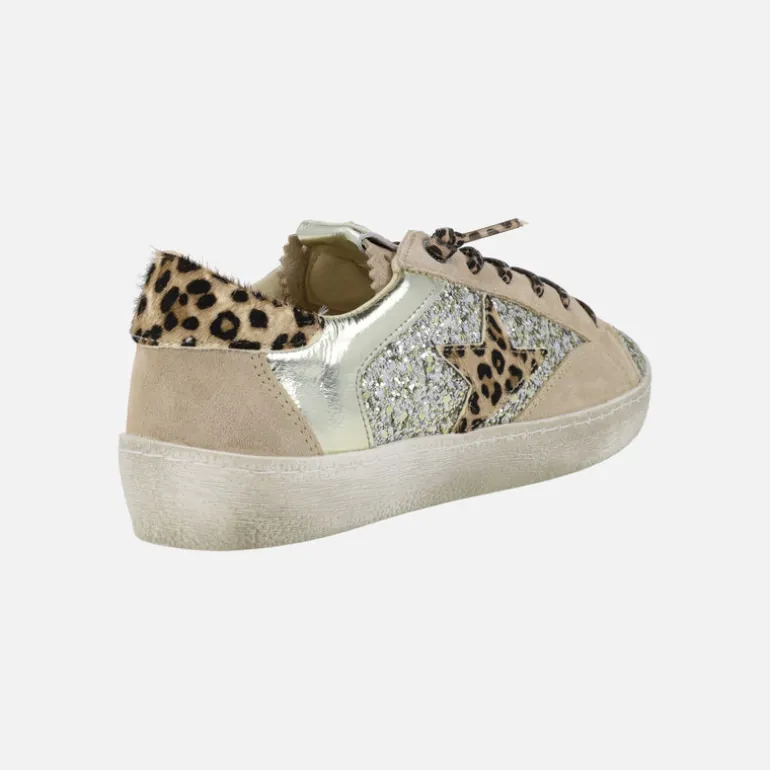 Zapatillas deportivas en combinado glitter y animal print
