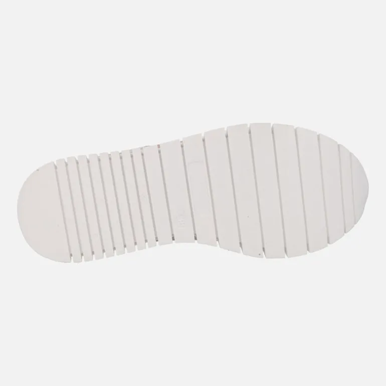 Zapatillas deportivas en combinado de piel y tejido rejilla con cordones elásticos